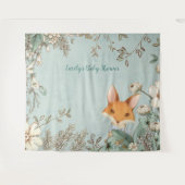 かわいい狐のヴィンテージ ベイビーシャワー 背景 ランドスケープ タペストリー (正面(横))