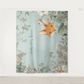 かわいい狐のヴィンテージ ベイビーシャワー 背景 ランドスケープ タペストリー (正面)