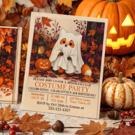 かわいい狐の幽霊コスチューム ハロウィン 誕生日パーティー 招待状