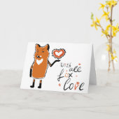 かわいい狐の愛バレンタインカード カード (黄色い花)
