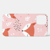 かわいい狐の継ぎ目無し模様狼の手描き森 Case-Mate iPhoneケース (裏面 (横))