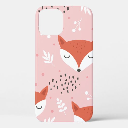 かわいい狐の継ぎ目無し模様狼の手描き森 Case-Mate iPhoneケース (裏面)