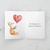 かわいい狐ハート風船誕生日 カード (内部)