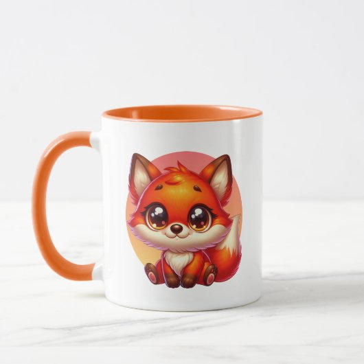 かわいい狐好きのイニシャル入り マグカップ (左)