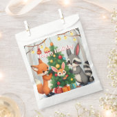 かわいい狐、たぬき、うさぎのクリスマス記念品 フェイバーバッグ (クリップ留めされた状態)