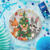 かわいい狐、たぬき、うさぎのクリスマス記念品 ペーパープレート (パーティー)