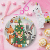 かわいい狐、たぬき、うさぎのクリスマス記念品 ペーパープレート (パーティー)