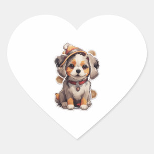 かわいい独身の犬のステッカー ハートシール