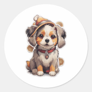 かわいい独身の犬のステッカー ラウンドシール