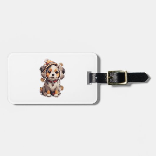かわいい独身の犬のステッカー ラゲッジタグ (正面横)