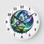 かわいい狼の動物愛好家 ラウンド壁時計 (正面)