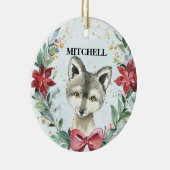 かわいい狼の名前&年の子供へ休日 セラミックオーナメント (右)