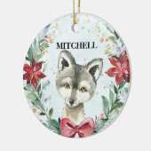 かわいい狼の名前&年の子供へ休日 セラミックオーナメント (左)