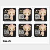 かわいい猫ありがとう動物QRコード スクエアシール (シート)