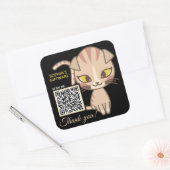 かわいい猫ありがとう動物QRコード スクエアシール (封筒)