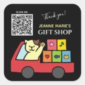 かわいい猫ありがとうQRコード スクエアシール (正面)