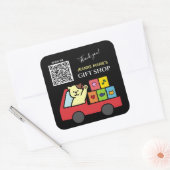 かわいい猫ありがとうQRコード スクエアシール (封筒)