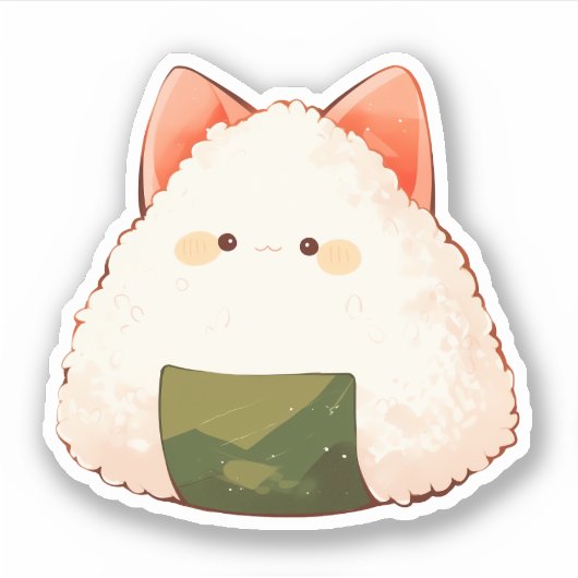 かわいい猫おにぎりステッカー シール (正面)