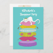 かわいい猫おもしろいと豆のそりの招待状 招待状 (正面/裏面)