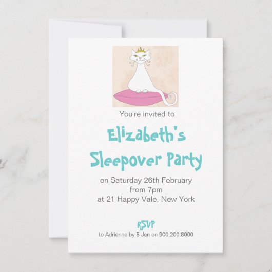 かわいい猫おもしろいと豆のそりの招待状 招待状 (裏面)