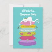 かわいい猫おもしろいと豆のそりの招待状 招待状 (正面)