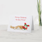 かわいい猫おもしろいのクリスマス感動の新しい住所 案内状 (正面)