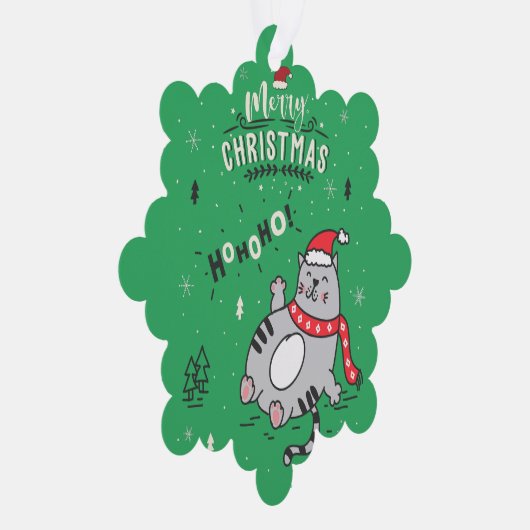 かわいい猫おもしろいのクリスマス、うれしいあいさつ オーナメントカード (右)