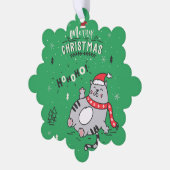 かわいい猫おもしろいのクリスマス、うれしいあいさつ オーナメントカード (左)