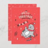 かわいい猫おもしろいのクリスマス、うれしいあいさつ シーズンカード (正面/裏面)