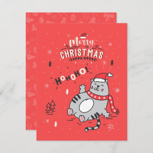 かわいい猫おもしろいのクリスマス、うれしいあいさつ シーズンカード (正面/裏面)