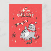 かわいい猫おもしろいのクリスマス、うれしいあいさつ シーズンポストカード (正面)