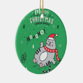 かわいい猫おもしろいのクリスマス、うれしいあいさつ セラミックオーナメント (右)