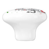 かわいい猫おもしろいのクリスマス、うれしいあいさつ セラミックノブ (側面)