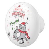 かわいい猫おもしろいのクリスマス、うれしいあいさつ セラミックノブ (右)