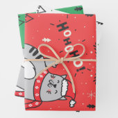 かわいい猫おもしろいのクリスマス、うれしいあいさつ ラッピングペーパーシート (インサイチュ)