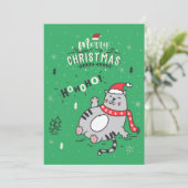 かわいい猫おもしろいのクリスマス、うれしいあいさつ 招待状 (スタンド正面)