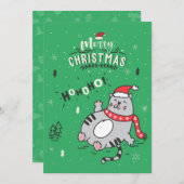 かわいい猫おもしろいのクリスマス、うれしいあいさつ 招待状 (正面/裏面)