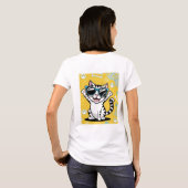 かわいい猫おもしろいのジョークのサングラス Tシャツ (裏面フル)