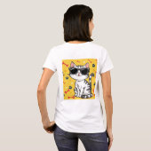 かわいい猫おもしろいのジョークのサングラス Tシャツ (裏面フル)
