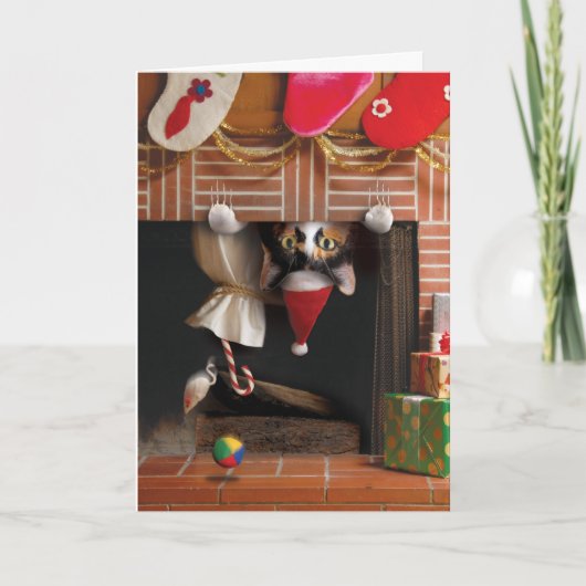 かわいい猫おもしろいクリスマスカー最高のド シーズンカード (正面)