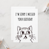 かわいい猫おもしろい誕生日 カード (正面/裏面インサイチュ)