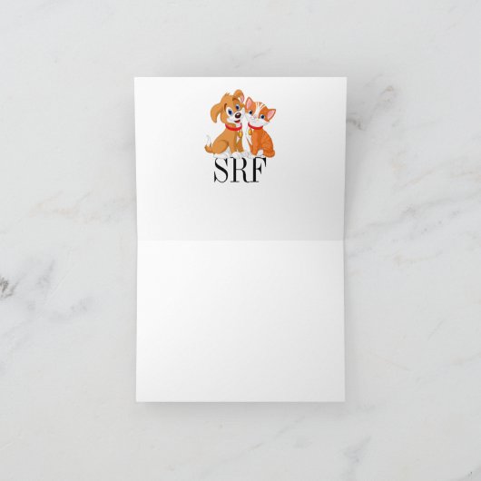 かわいい猫および犬のブランクはまたはメッセージカード感謝していしています サンキューカード (内部)