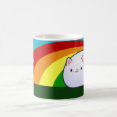 かわいい猫および虹 コーヒーマグカップ (中央)