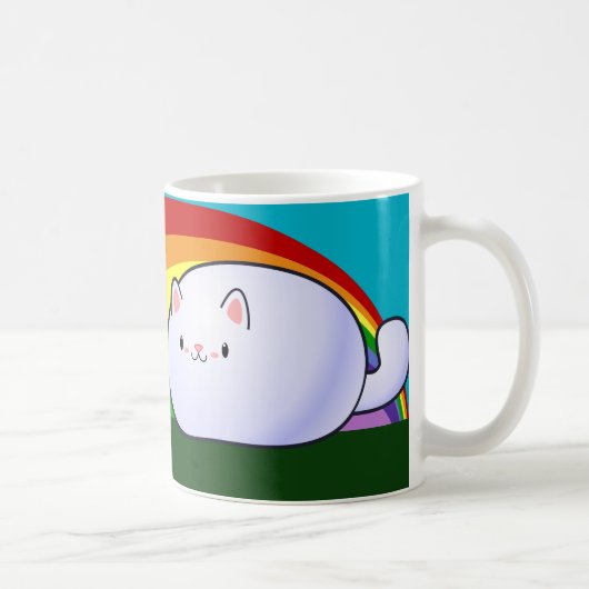 かわいい猫および虹 コーヒーマグカップ (右)
