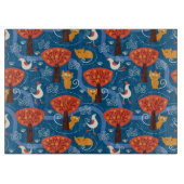 かわいい猫および鳥が付いているパターン カッティングボード (正面)