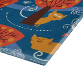 かわいい猫および鳥が付いているパターン カッティングボード (角)