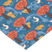 かわいい猫および鳥が付いているパターン ショートテーブルランナー (コーナー)