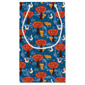 かわいい猫および鳥が付いているパターン スモールペーパーバッグ (裏面)