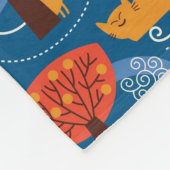 かわいい猫および鳥が付いているパターン フリースブランケット (角)