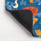 かわいい猫および鳥が付いているパターン マウスパッド (コーナー)